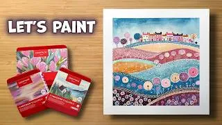 Thumbnail: Let's Paint with Neocolor II Botanical Set 🎨 Beginner Mixed Media Landscape Tutorial