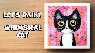 Thumbnail: Easy Whimsical Tuxedo Cat | Watercolour & Mixed Media Tutorial | Neocolor II & Neoart