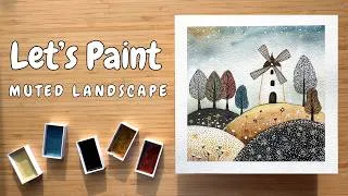 Thumbnail: Muted Landscape Watercolour Tutorial — Soft & Easy Painting for Beginners