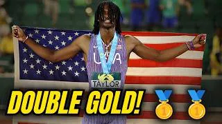 Thumbnail: 🚨🚨 Tate Taylor Rewrites History! 100m & 200m Double at World U20 Championships! 🏆