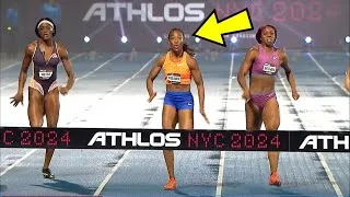Thumbnail: Marie Josee Ta Lou DESTROYS Brittany Brown - Women's 100 Meters Dash -  Athlos NYC 2024
