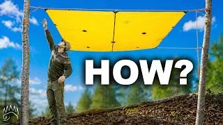 Thumbnail: How to get a Rope & Tarp up HIGHER than you can reach — and Get It Back Down in One Pull