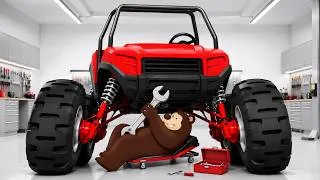 Thumbnail: The Bear Assembles "Shock Absorber Springs" for Monster Trucks 🔧🚗 | Garage Vehicles
