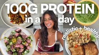 Thumbnail: 100G PROTEIN WHAT I EAT IN A DAY *REALISTIC* | high protein & balanced recipes!