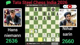 Thumbnail: Hans Niemann vs Nihal sarin   Tata Steel chess india #hansniemann #nihalsarin #tranding #chessbattle