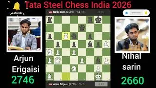 Thumbnail: Arjun Erigaisi vs Nihal sarin   Tata Steel chess india #arjunerigaisi #nihalsarin #chess