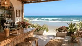 Thumbnail: Summer Beach Café Ambience 🌊 Real Crashing Waves & Relaxing Ocean Sounds for Sleep or Focus
