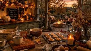 Thumbnail: Cozy Autumn Baking Ambience 🍂 Perfect Fall Day | Wind & Crackling Fire Pit Sounds 🔥