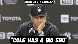 Thumbnail: Aaron Boone GOES OFF on Gerrit Cole after loss - Post Game Interview - Dodgers vs Yankees