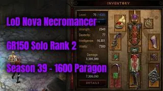 Thumbnail: Season 39 LoD Nova Necromancer GR150 Solo Rank 2 - Diablo 3