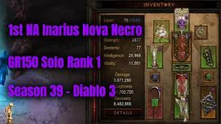 Thumbnail: Season 39 Rank 1 Inarius Nova Necromancer GR150 Solo - Diablo 3