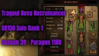 Thumbnail: Season 39 Rank 1 Tragoul Nova Necromancer GR150 Solo - 1180 Paragon - Diablo 3