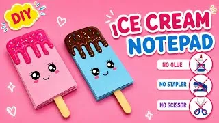 Thumbnail: DIY Ice Cream Notepad|Origami notebook|No glue mini notebook|No glue paper craft|Back to school DIY