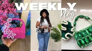 Thumbnail: SMALL BUSINESS VLOG: Making a Beaded Bag, Crocheting Scrunchies & Creating TikTok Content