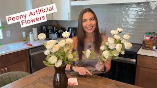 Thumbnail: NingPeak 27" Cream White Artificial Peony Stems