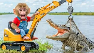Thumbnail: 🔥🐒💦 Monkey NaNa Rescues a Drowning Bunny… But a Hidden Crocodile Suddenly Appears! 🐰🐊😱