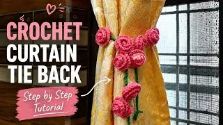 Thumbnail: Crochet Curtain Tie Back Tutorial 🌸 | Easy Crochet Flower Curtain Tieback