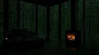 Thumbnail: Heavy Rain & Warm Firelight | Gentle Thunder Sounds for Deep Sleep & Relaxation (No Ads)