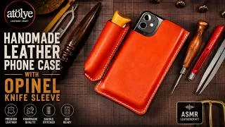 Thumbnail: Handmade Leather Phone Case with Opinel Knife Sleeve | Luxury Leathercraft ASMR Process