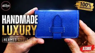 Thumbnail: Handmade Hermes Bearn Mini Wallet | Luxury Leather Crafting Process ASMR | DIY Leather Wallet Making