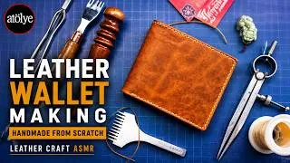 Thumbnail: leather wallet making | Leather Craft ASMR | Handmade From Scratch | Luxury Leatherworking Process