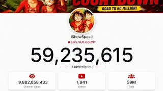 Thumbnail: IShowSpeed LIVE Subscriber Count | Road to 60M! #ishowspeed #livecountdown #subscribercountlive 