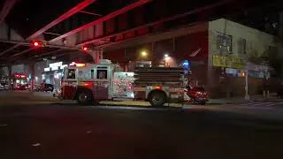 Thumbnail: FDNY ENGINE 75 RESPONDING ON JEROME AVENUE IN THE BRONX IN NEW YORK CITY.