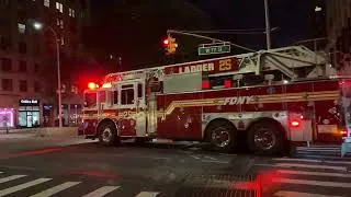 Thumbnail: FDNY LADDER 25 & FDNY ENGINE 74 RESPONDING URGENTLY ON BROADWAY ON WEST SIDE OF MANHATTAN, NEW YORK.