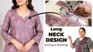 Thumbnail: Long Neck Design Cutting & Stitching | Neck Design | Beautiful Neck Design | Gale ka Design |