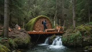 Thumbnail: Building a Small Wooden House by the River in the Forest