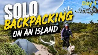 Thumbnail: Solo backpacking on an island with my dog 🐾 . Epic campspot in the middle of the dunes! #texel 