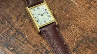 Thumbnail: Ladies Tank Watch, Vintage Swiss Mechanical with Gold Color Finish