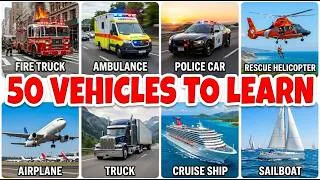 Thumbnail: Vehicle Names | Learn 50 Vehicle Names in English with sounds | Vehicles Vocabulary #vehiclesname