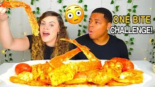 Thumbnail: ONE BITE SEAFOOD BOIL CHALLENGE + KING CRAB, SHRIMP, LOBSTER TAIL MUKBANG