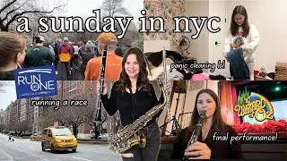 Thumbnail: A Busy Sunday in NYC | playing in a pit orchestra, running a race, & cleaning my apartment