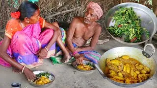 Thumbnail: SMALL FISH CURRY and SHAK VAJI eating by poor tribe people after cooking