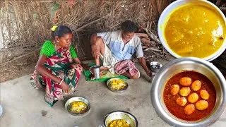Thumbnail: EGG CURRY & PUPKIN DAL cooking & eating by santali tribe old couple