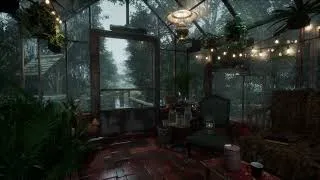 Thumbnail: Cozy Greenhouse Rain Sounds on Glass Window 🌧️ Rainy Night Ambience for Sleep, Relaxing | 8 Hours