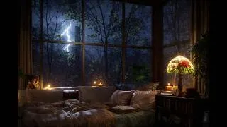 Thumbnail: Cozy Thunderstorm Night by the Window | Rain Sounds & Distant Thunder for Sleep | 8 Hours