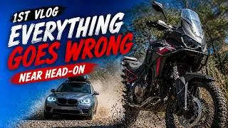 Thumbnail: 1st Motorcycle Vlog | Everything goes wrong | Near head on crash | Syd 1 Day Adv Ride