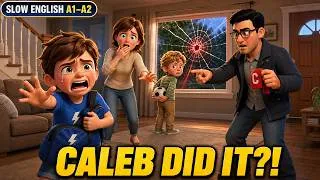 Thumbnail: Nolan Broke the Window… But Caleb Got Punished! 😱| Slow English (A1 - A2 Level)