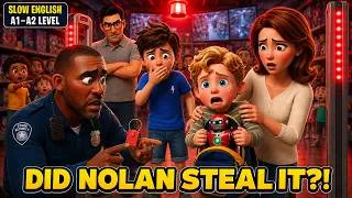 Thumbnail: Why Was the Robot Inside Nolan’s Backpack ?😱 Slow English A1–A2