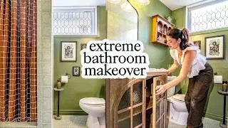 Thumbnail: How to decorate a dated bathroom with NO DEMO | extreme bathroom makeover