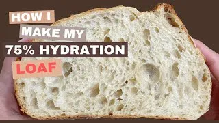 Thumbnail: How to make a 75% Hydration Sourdough Loaf that is fluffy and airy #breadrecipe #sourdoughbread
