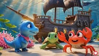 Thumbnail: Dino, Crab & Tiny: Secrets of the Deep Ocean - Discovering the Secret Pirate Ship! 🏴‍☠️