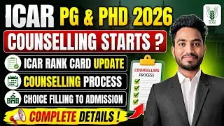 Thumbnail: ICAR PG/JRF/SRF (PhD) 2026 Counselling 🚨 Score Card के बाद क्या करें? | Complete Process