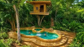 Thumbnail: 2 Man Build Luxury Bamboo House On Tree in Jungle With Private Bamboo Swimming Pool