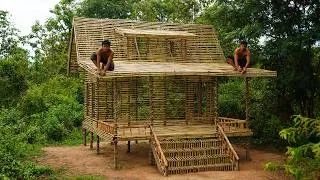 Thumbnail: 2 Man Build Bamboo House In Forest By Hand With Bamboo And Wood