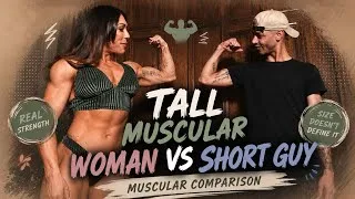 Thumbnail: Tall Muscular Woman Vs Short Guy Muscle Comparison 