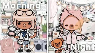 Thumbnail: IRL Morning 🌞 + Night Routine 🌙 | *with voice* | Toca Boca Aesthetic Roleplay